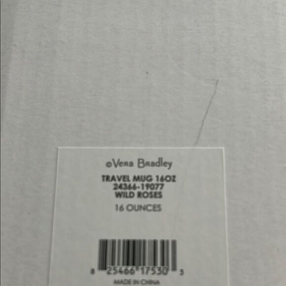 Vera Bradley Wild Roses Travel Mug Flip Top Purple with Pink and Whitr NIB - Picture 4 of 5